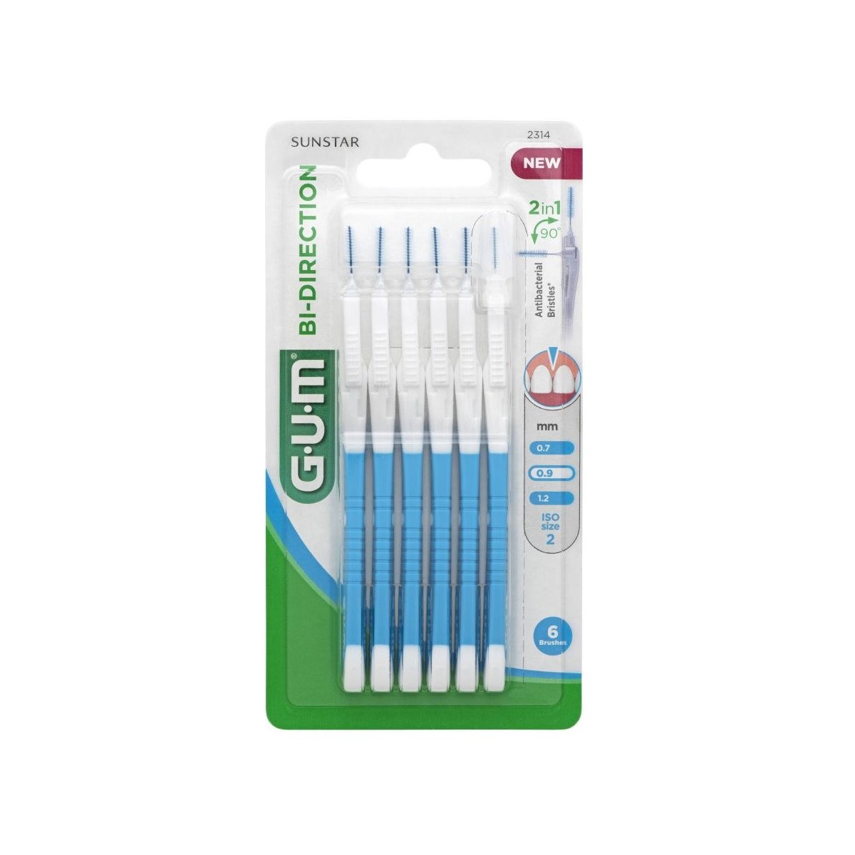 gum bi direction medium 09mm 6 unidades