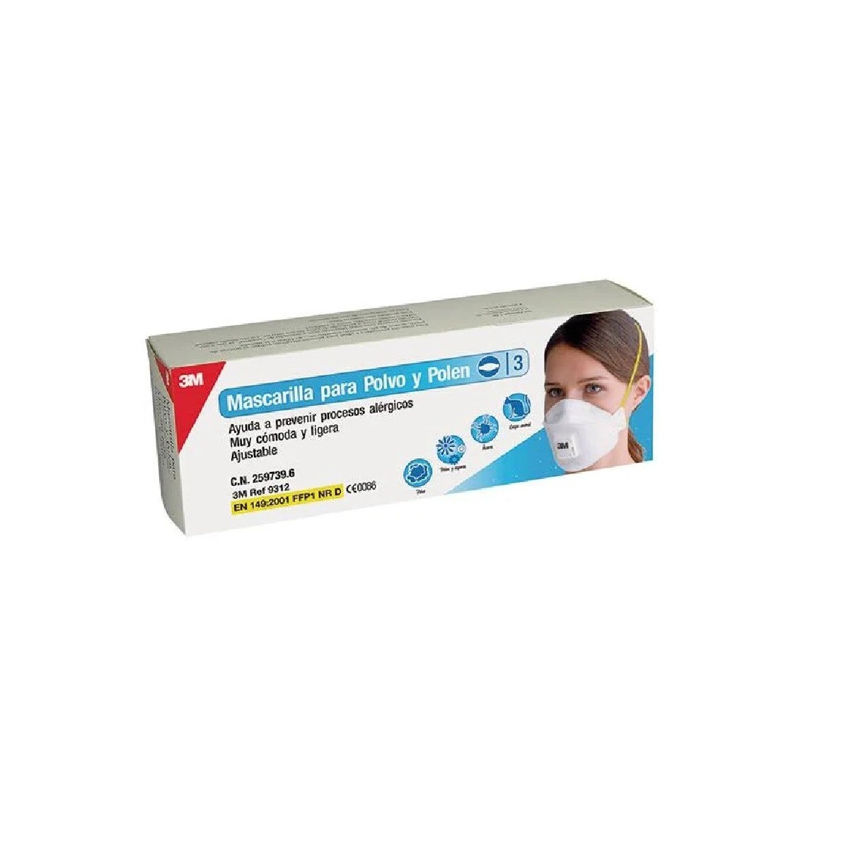 3m mascarilla proteccion polen y polvo 3 u